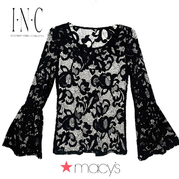 macy's black lace top